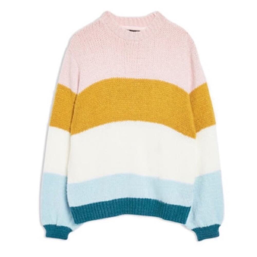 Topshop | Colorful Color Block Sweater Size 2 - Picture 3 of 10
